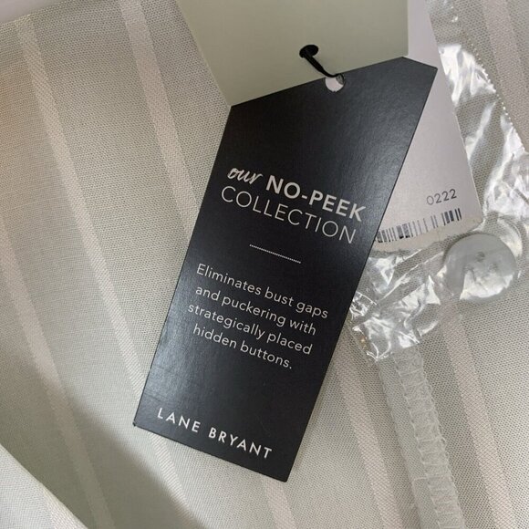 Lane Bryant Womens Top 22 24 Long Sleeve Wrap Tie Green Rayon Stripe NEW Shirt - Picture 7 of 16